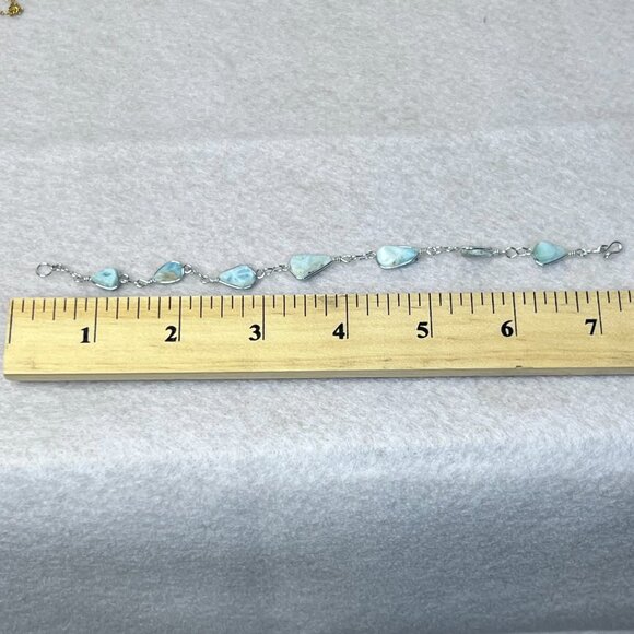 Turquoise & SS 925 7" Bracelet & Turtle Pendant - Picture 3 of 16